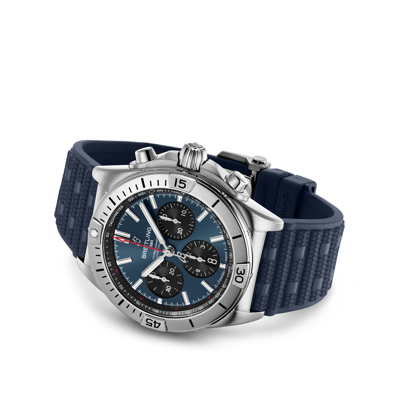 BREITLING Chronomat B01 42mm Stainless Steel case, Blue dial, Rubber strap