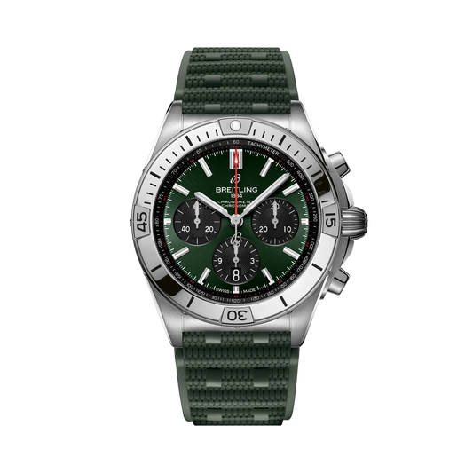 BREITLING Chronomat B01 42mm Stainless Steel case, Green dial, Rubber strap