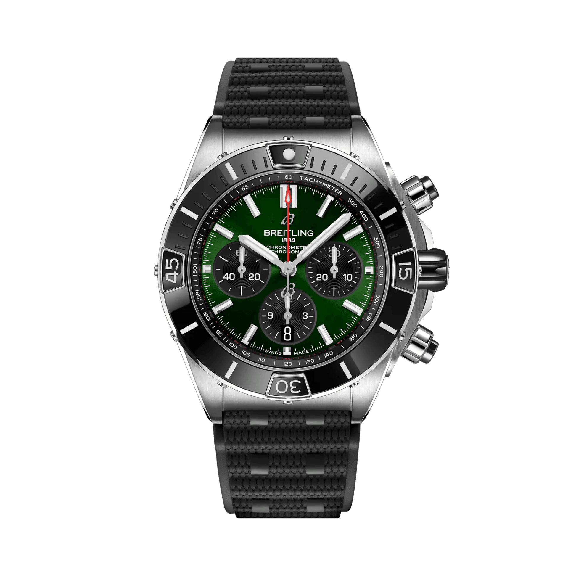 BREITLING Super Chronomat B01 44mm, Stainless Steel case, Black dial, Rubber strap - Classic Kaf