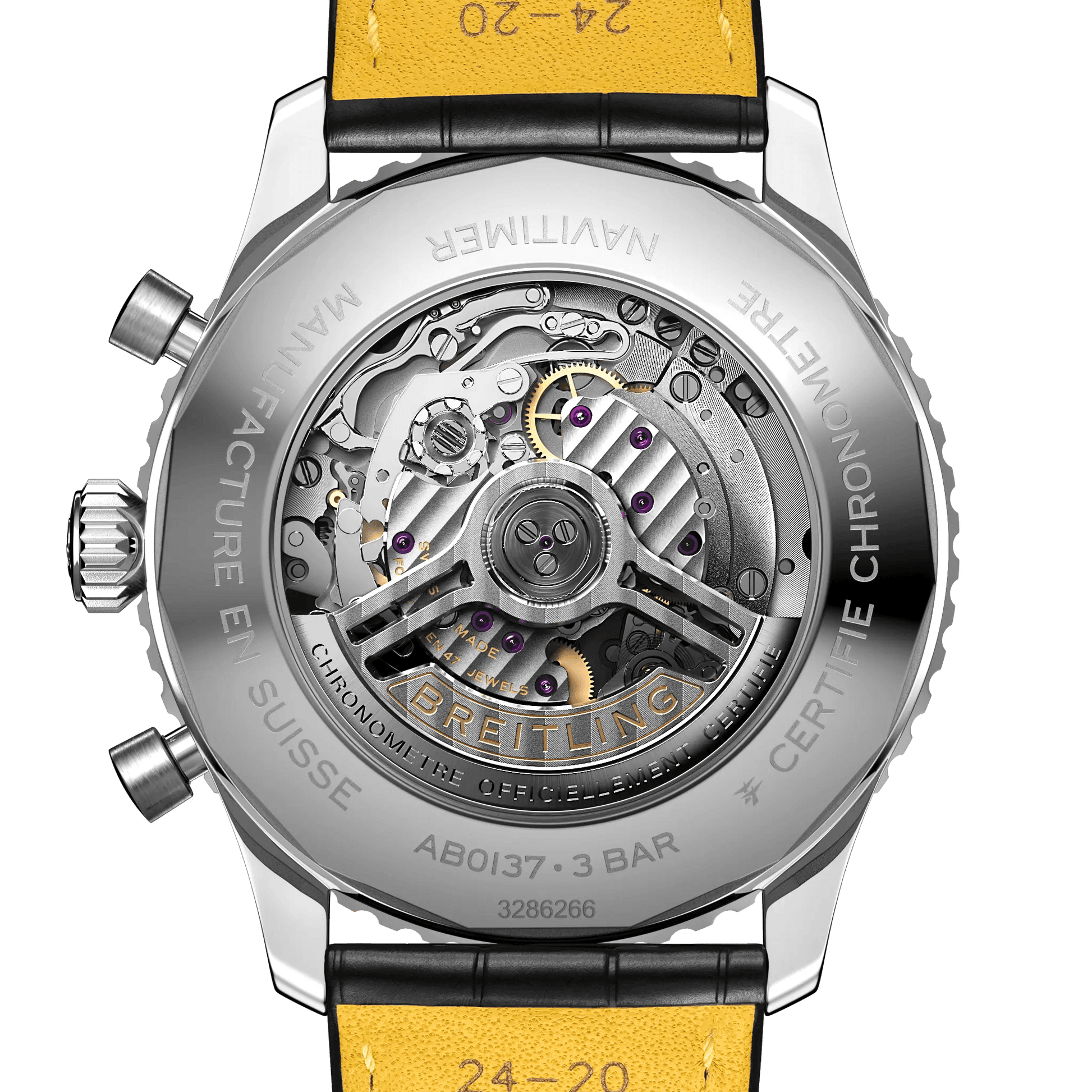 BREITLING Navitimer B01 Chronograph 46mm Stainless Steel case, Leather strap, Black dial - Classic Kaf