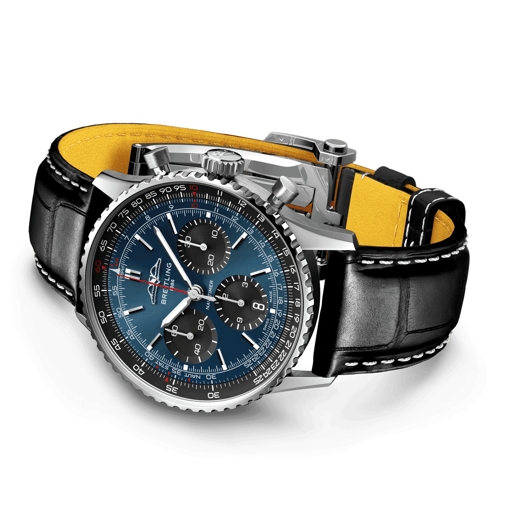 BREITLING Navitimer B01 Chronograph 41mm, Stainless Steel case, Leather strap, Blue dial - Classic Kaf