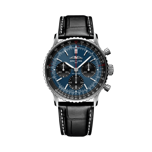 BREITLING Navitimer B01 Chronograph 41mm, Stainless Steel case, Leather strap, Blue dial - Classic Kaf