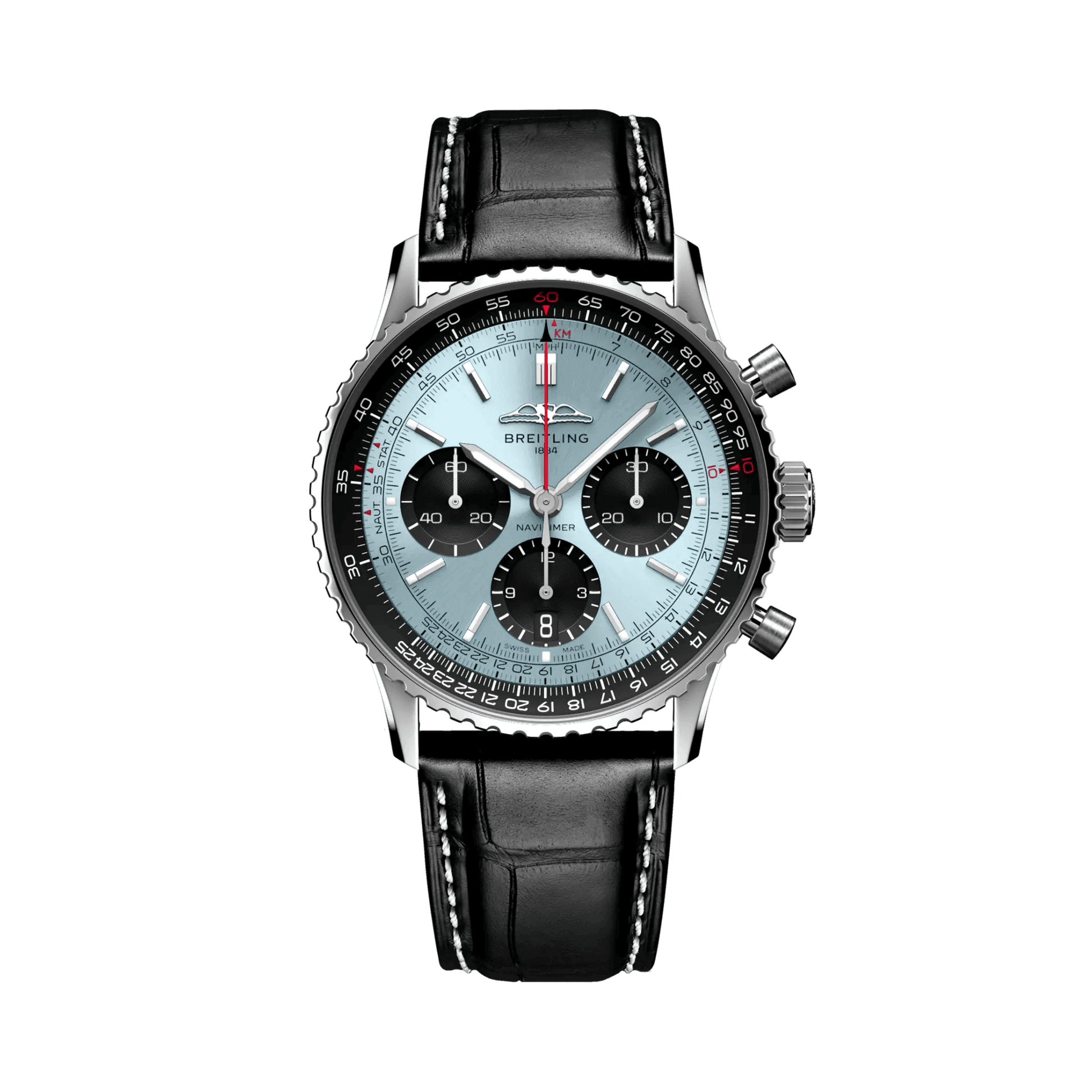 BREITLING Navitimer B01 Chronograph 41mm, Stainless Steel case, Leather strap, Blue dial - Classic Kaf