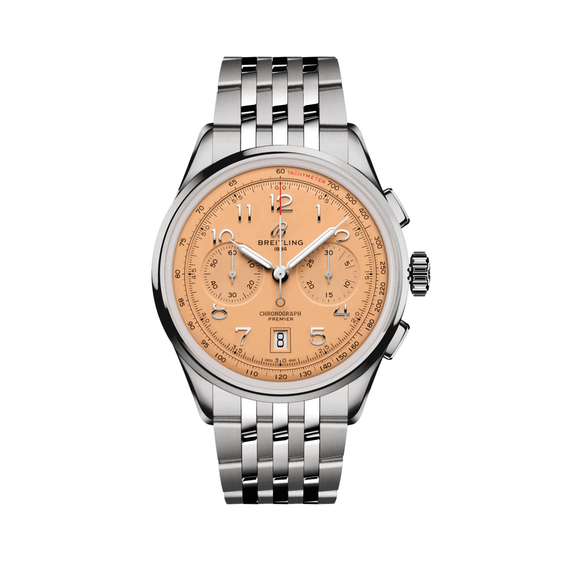 BREITLING Premier B01 Chronograph 42, Stainless Steel case & strap, Orange dial