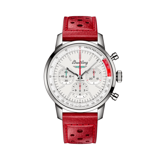 BREITLING Top Time B01 Ford Thunderbird, Stainless Steel case, White dial, Leather strap - Classic Kaf