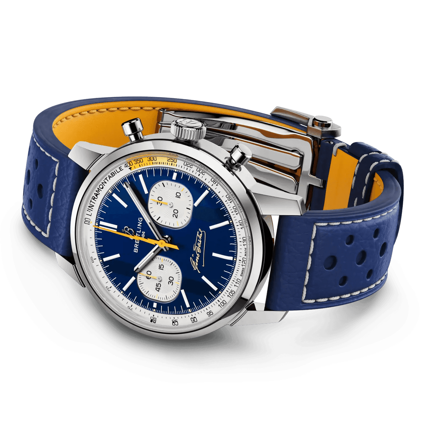 BREITLING Top Time B01 Gino Bartali, 41mm Stainless Steel case, Blue dial, Leather strap - Classic Kaf