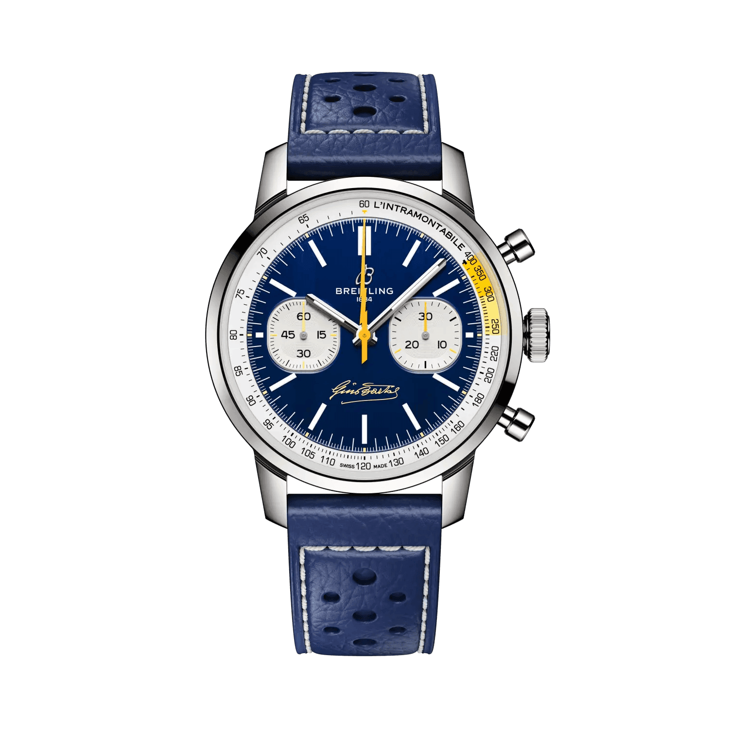 BREITLING Top Time B01 Gino Bartali, 41mm Stainless Steel case, Blue dial, Leather strap - Classic Kaf