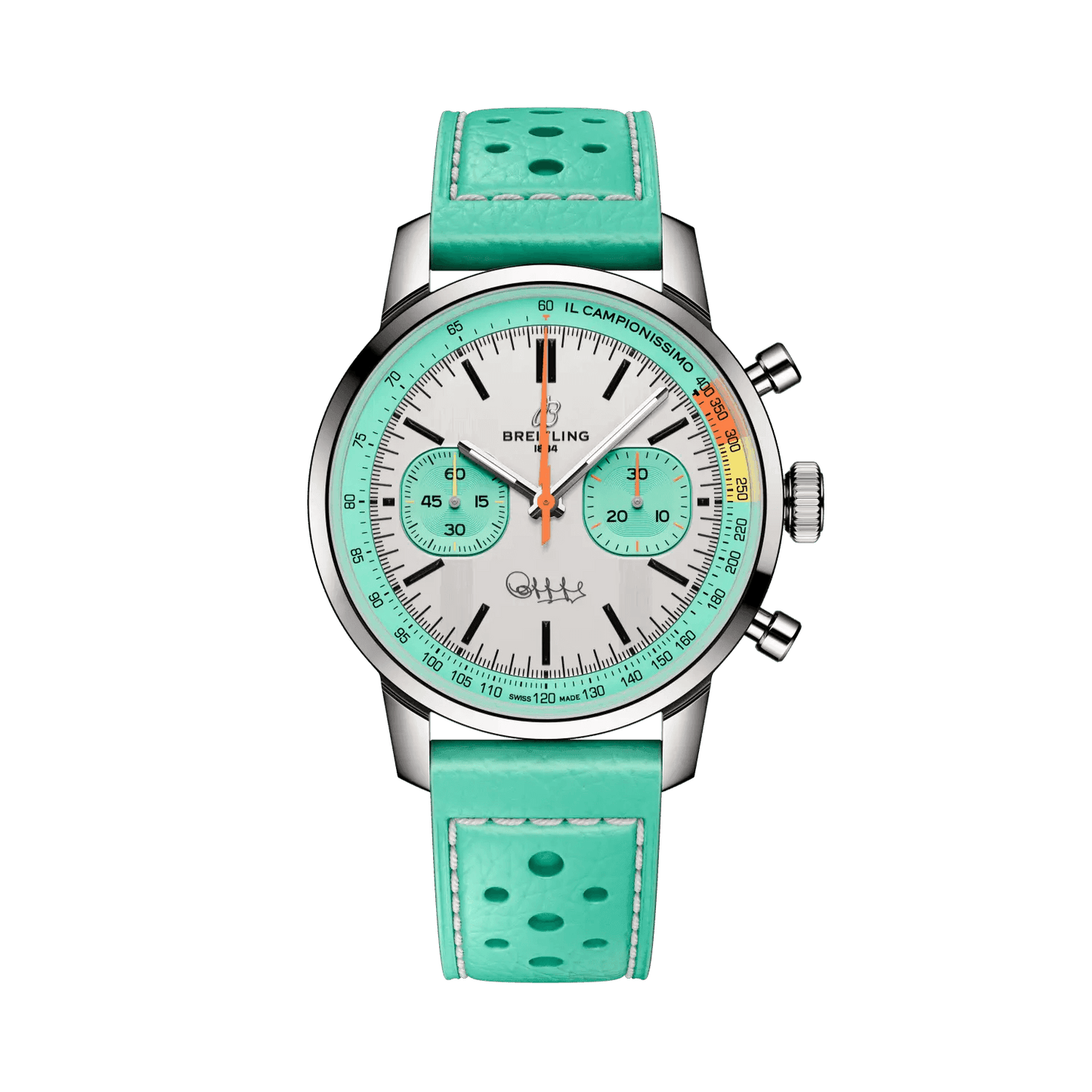 BREITLING Top Time B01 Fausto Coppi, 41mm Stainless Steel case, White dial, Leather strap - Classic Kaf