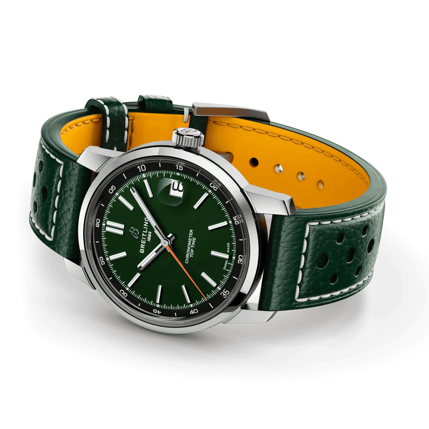 BREITLING Top Time B31, 38mm, Stainless Steel case, Green dial, Leather strap - Classic Kaf
