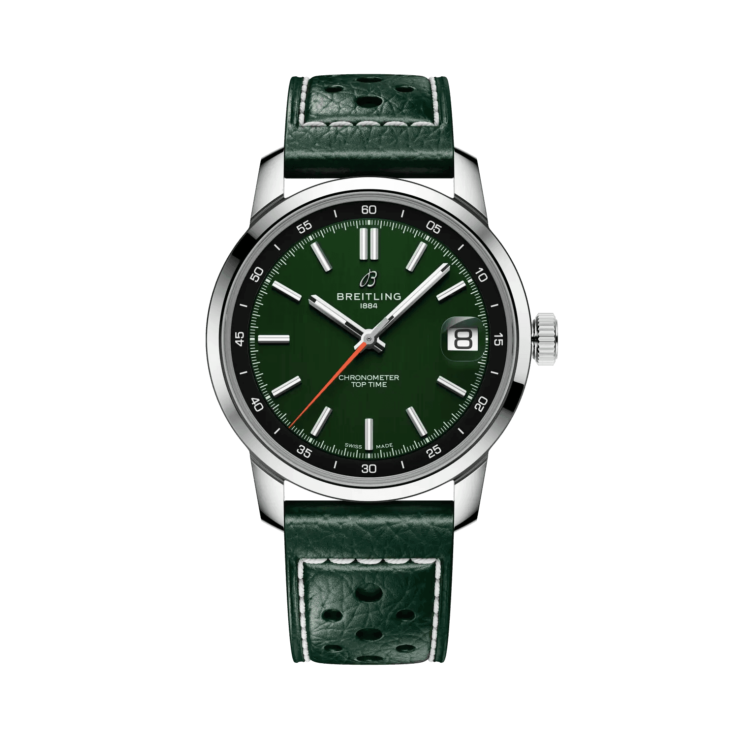 BREITLING Top Time B31, 38mm, Stainless Steel case, Green dial, Leather strap - Classic Kaf