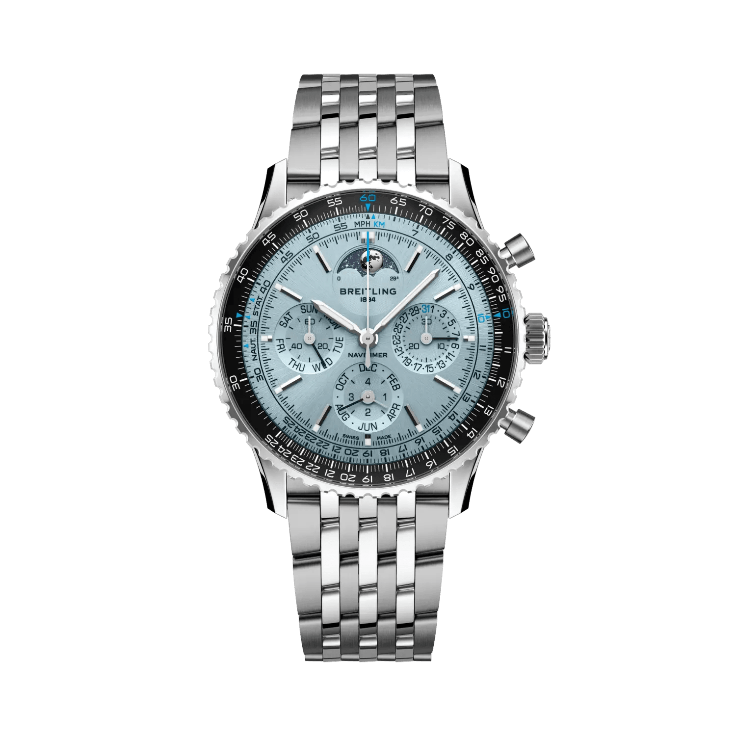 BREITLING Navitimer B19 Chronograph 43 Perpetual Calendar, Stainless steel & Platinum, Blue dial - Classic Kaf