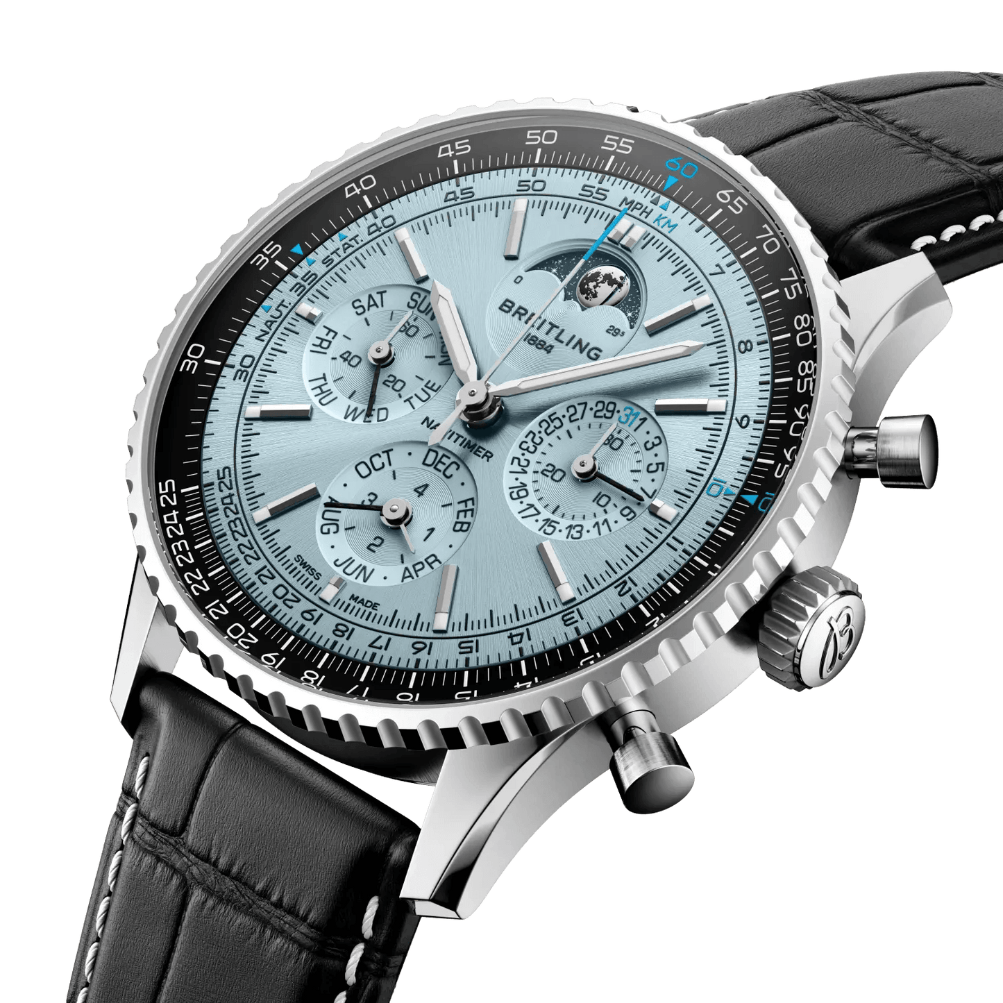 BREITLING Navitimer B19 Chronograph 43 Perpetual Calendar, Stainless steel & Platinum, Blue dial - Classic Kaf