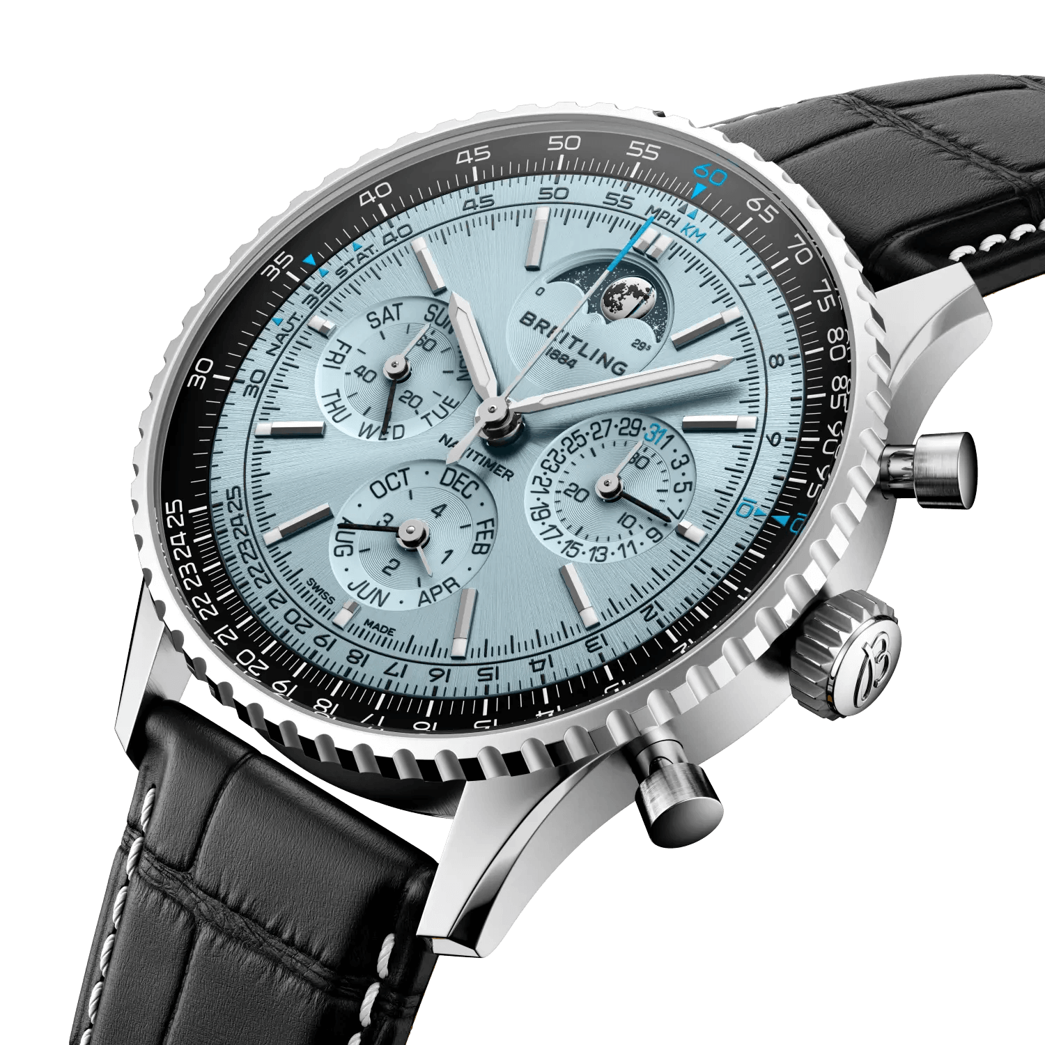 BREITLING Navitimer B19 Chronograph 43 Perpetual Calendar, Stainless steel & Platinum, Blue dial - Classic Kaf