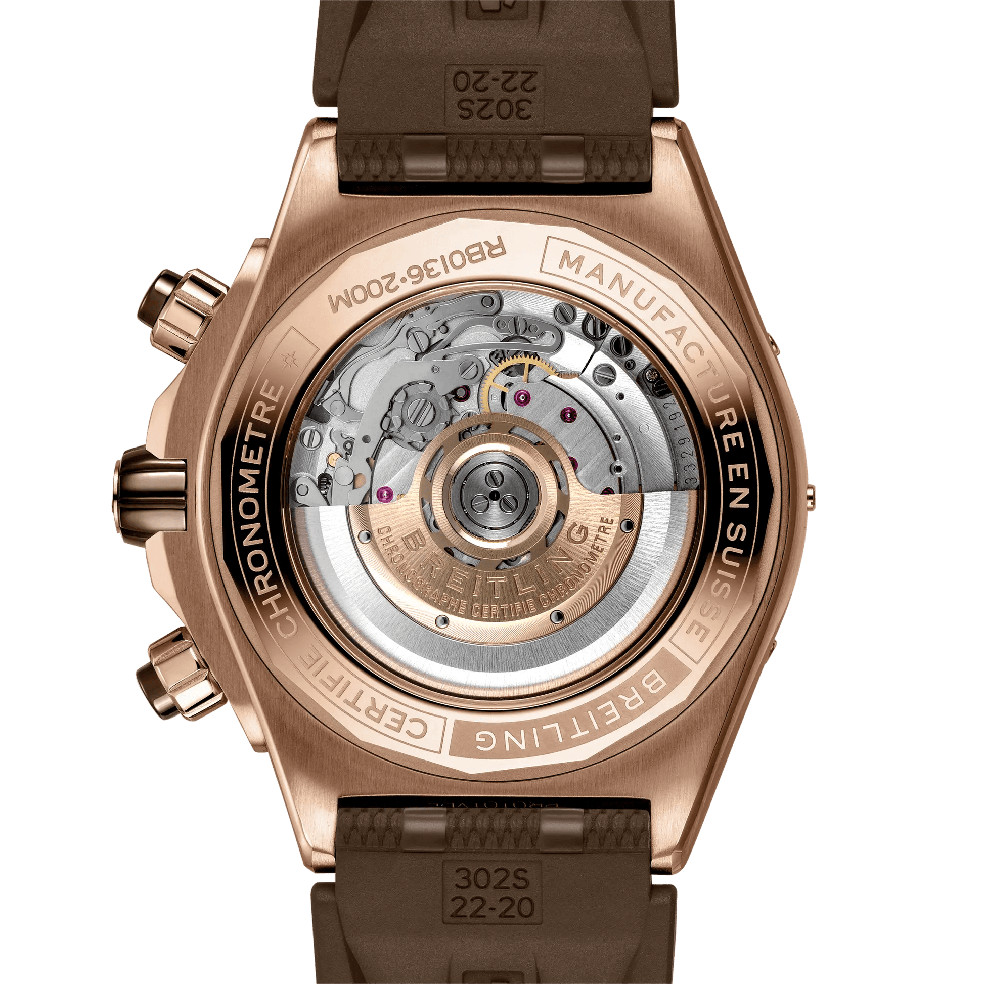 BREITLING Super Chronomat B01 44, Red Gold case, Brown dial, Rubber strap - Classic Kaf