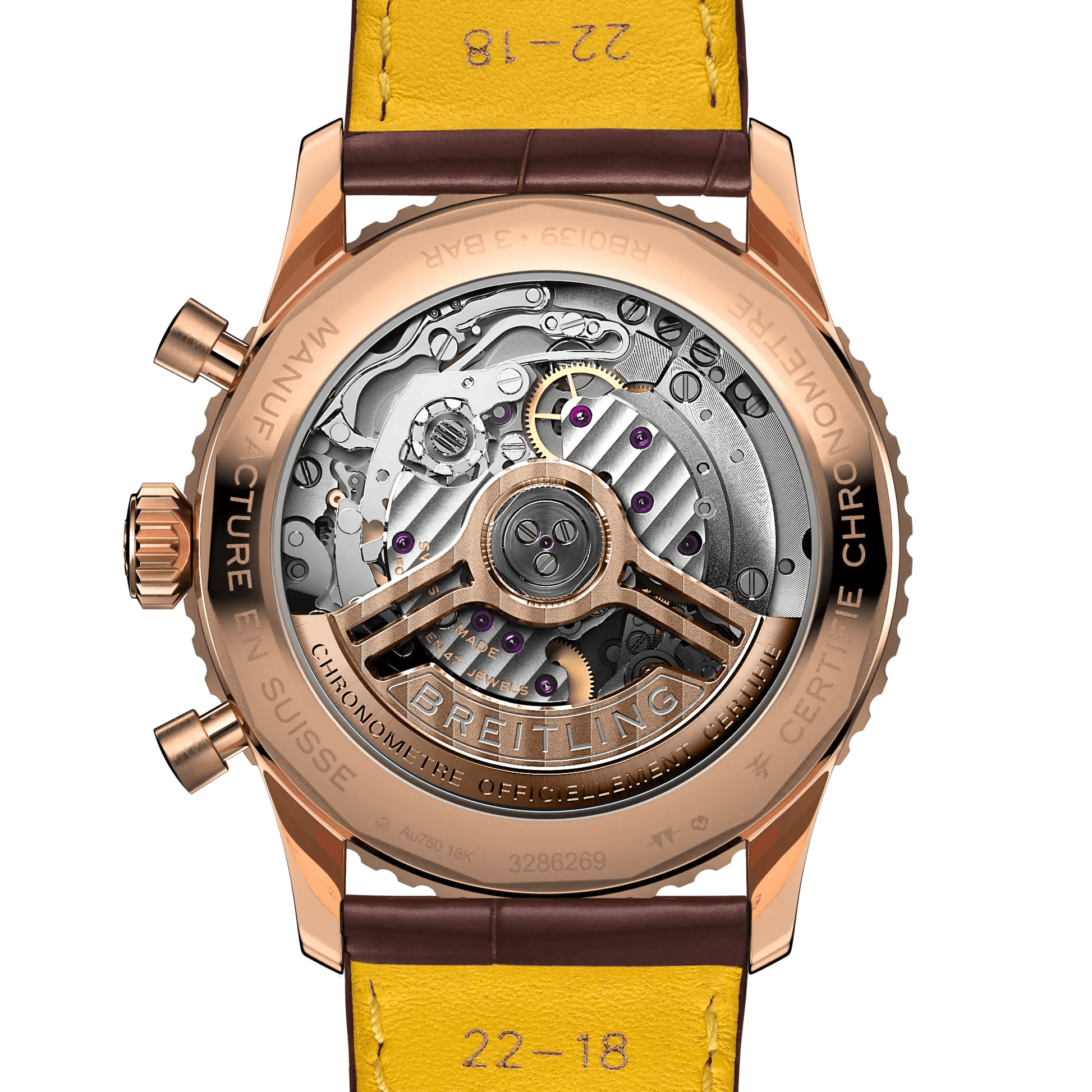 BREITLING Navitimer B01 Chronograph 41mm Red Gold case, Silver dial, Leather strap - Classic Kaf