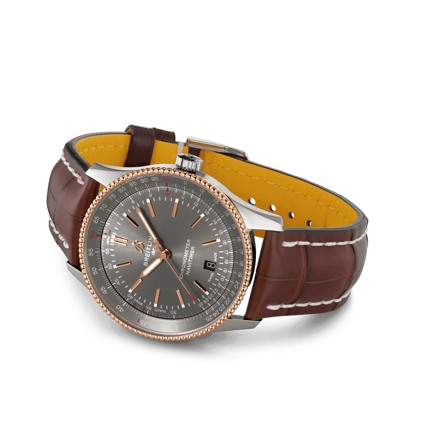 BREITLING Navitimer Automatic 41 Men's Watch, Stainless Steel & 18k Red Gold case, Leather strap - Classic Kaf