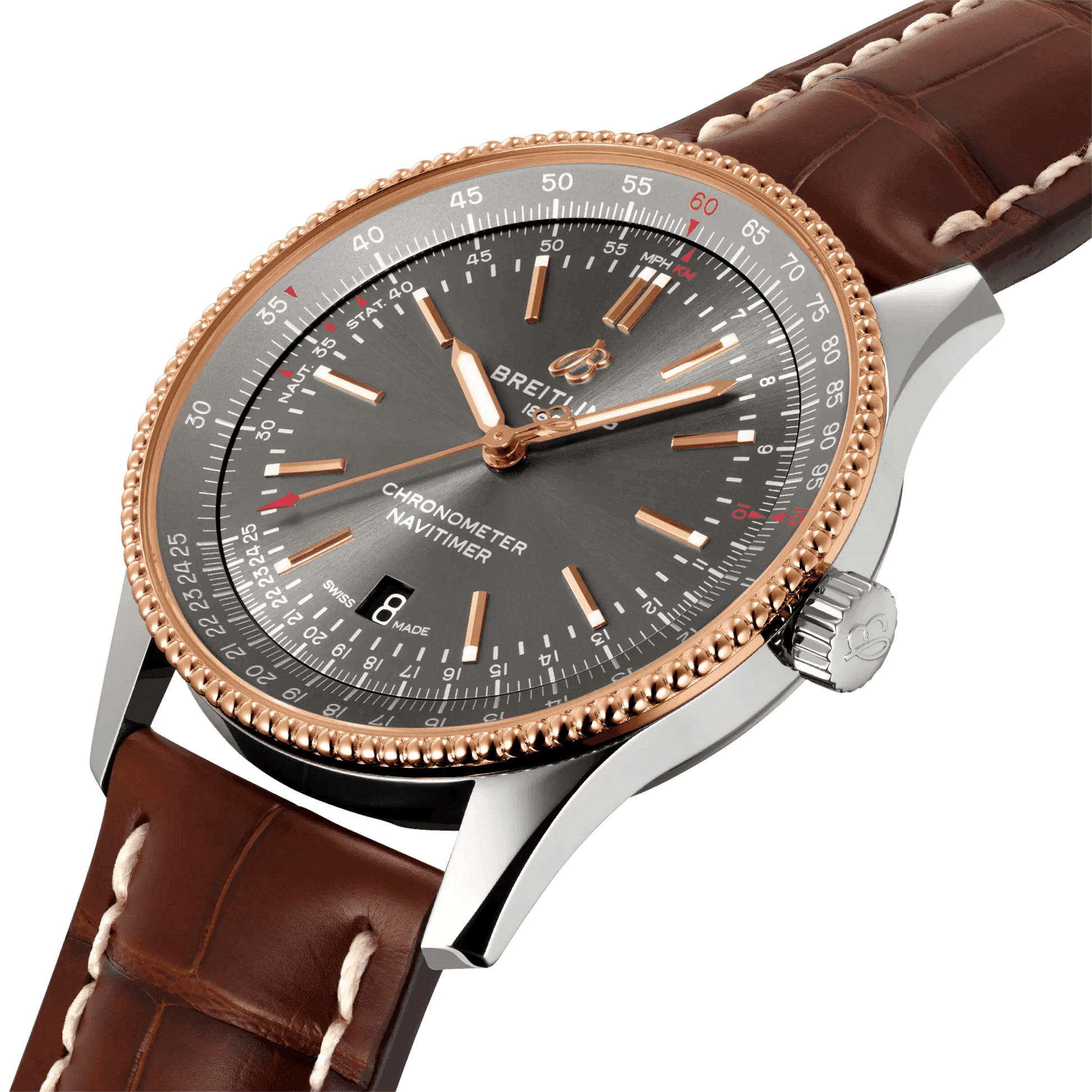 BREITLING Navitimer Automatic 41 Men's Watch, Stainless Steel & 18k Red Gold case, Leather strap - Classic Kaf