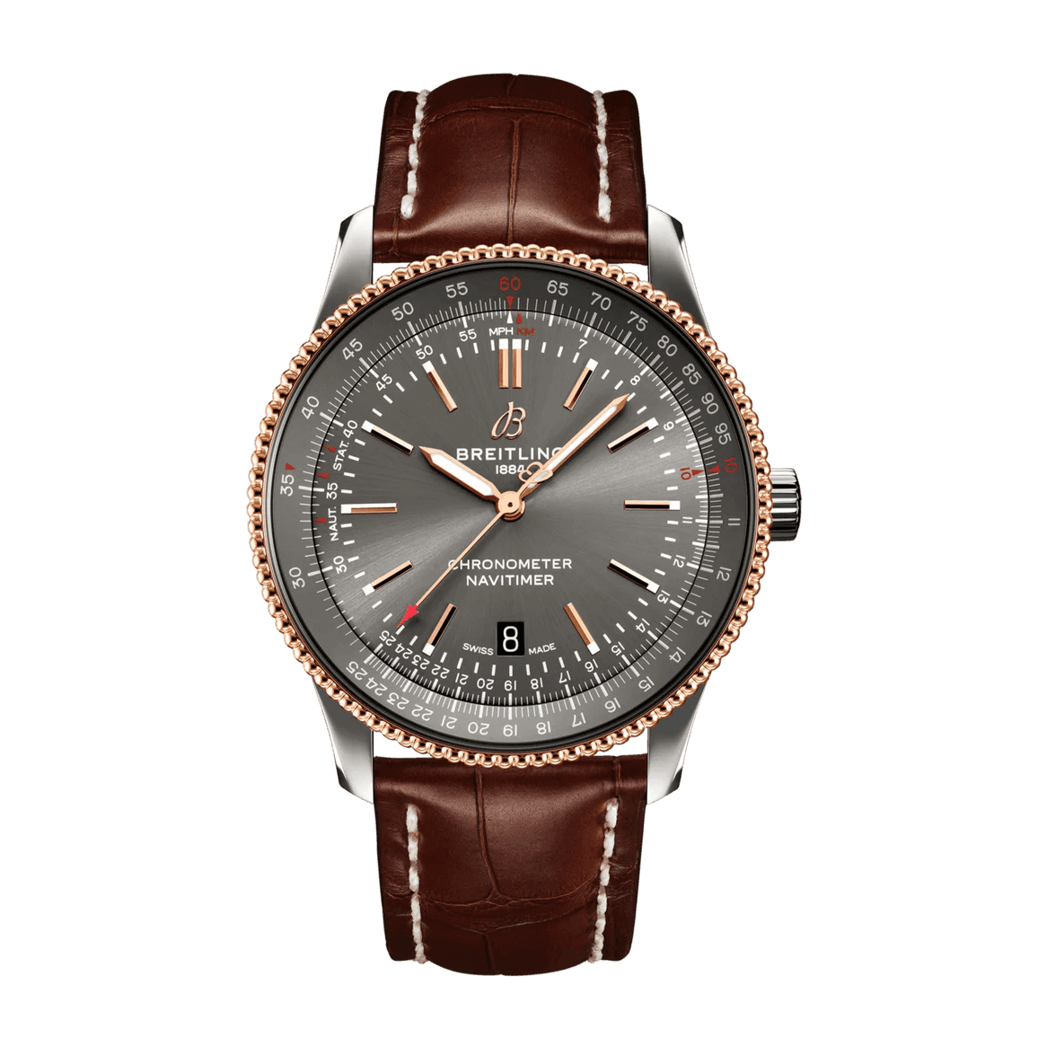 BREITLING Navitimer Automatic 41 Men's Watch, Stainless Steel & 18k Red Gold case, Leather strap - Classic Kaf