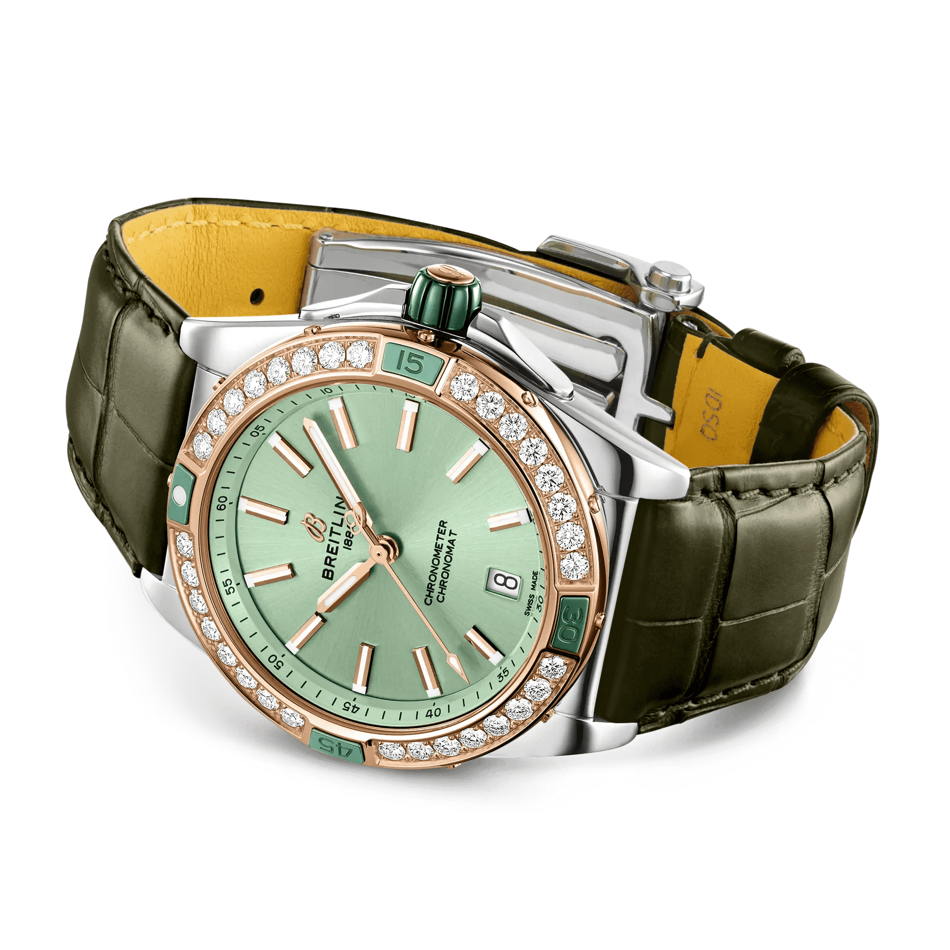 BREITLING Super Chronomat Automatic 38mm Green dial, Leather strap - Classic Kaf