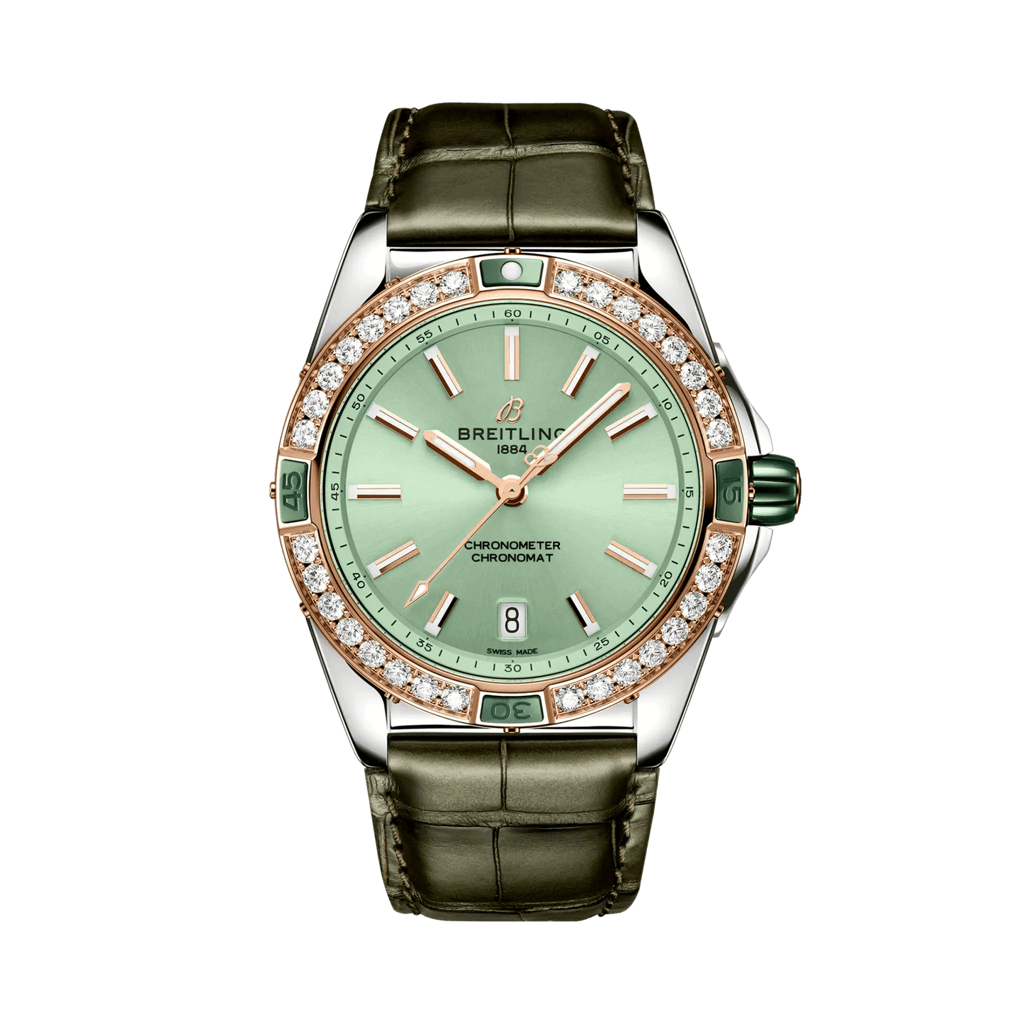 BREITLING Super Chronomat Automatic 38mm Green dial, Leather strap - Classic Kaf