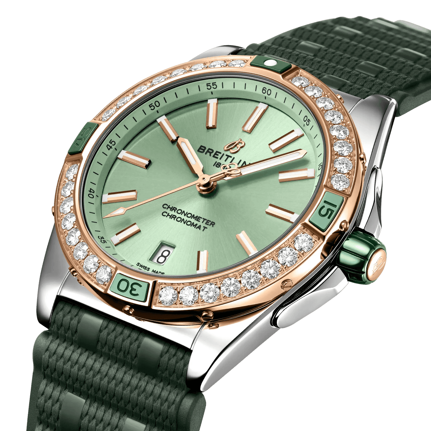 BREITLING Super Chronomat Automatic 38mm Green dial, Rubber strap - Classic Kaf