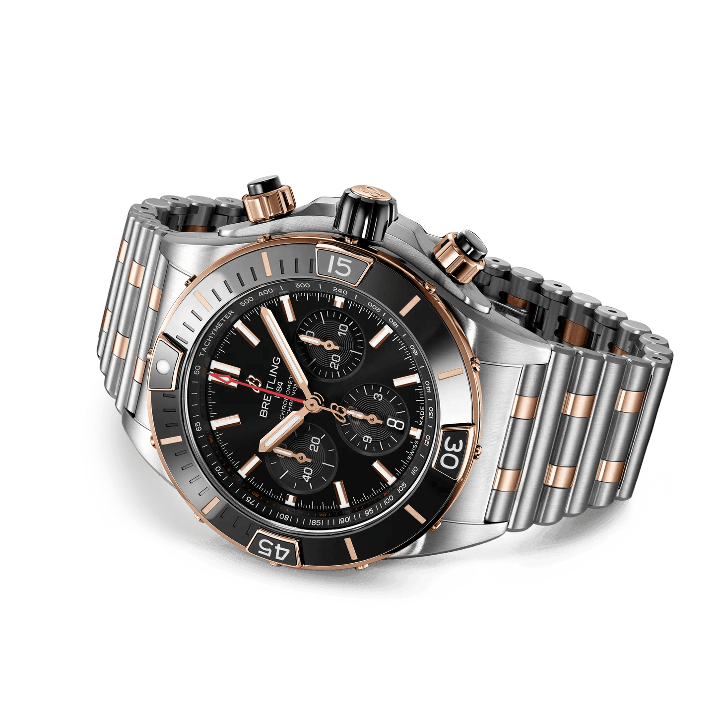 BREITLING Super Chronomat B01 44mm, Stainless Steel & Red Gold, Black dial - Classic Kaf