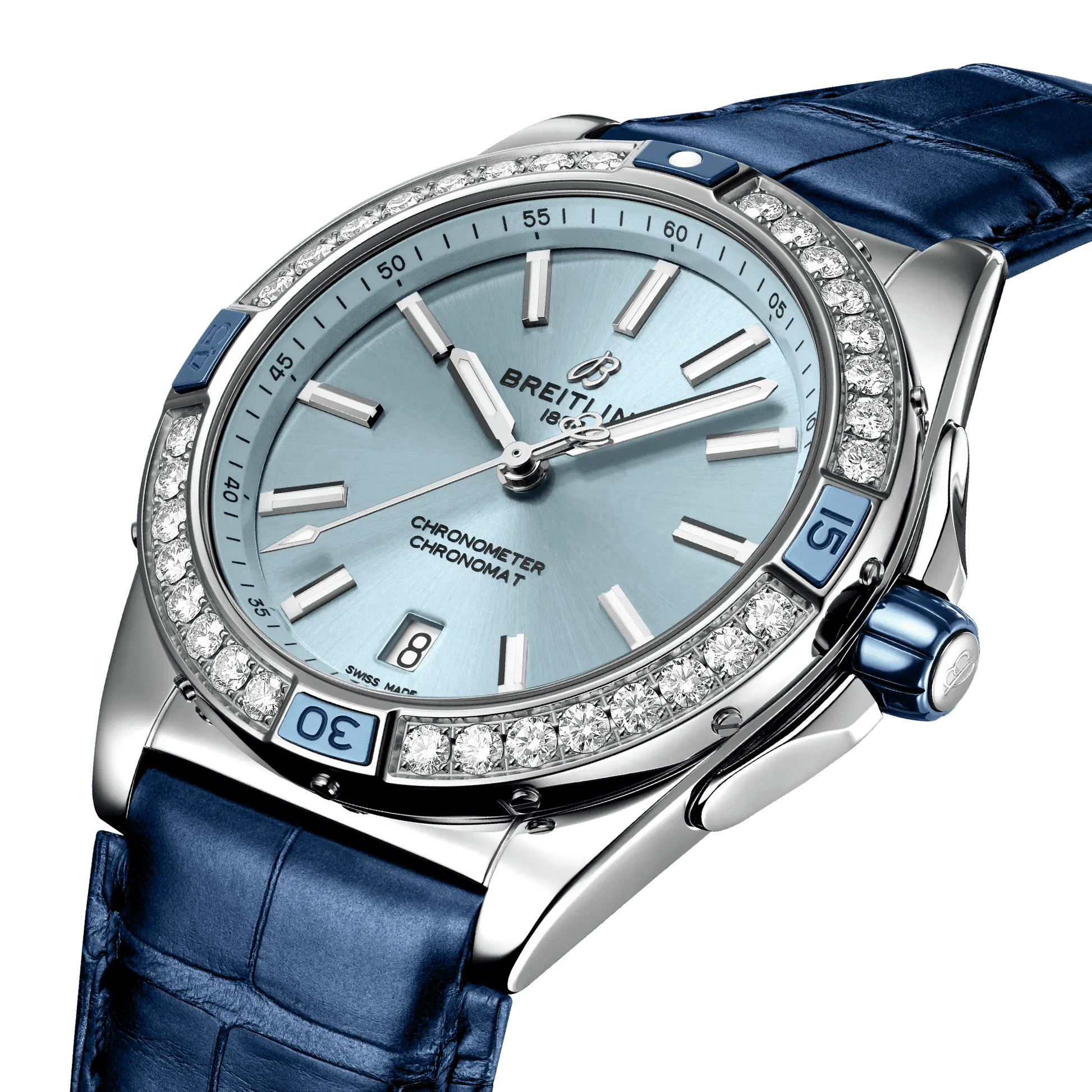 BREITLING Super Chronomat Automatic 38mm Blue dial, Leather strap - Classic Kaf