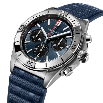 BREITLING Chronomat B01 42mm Stainless Steel case, Blue dial, Rubber strap