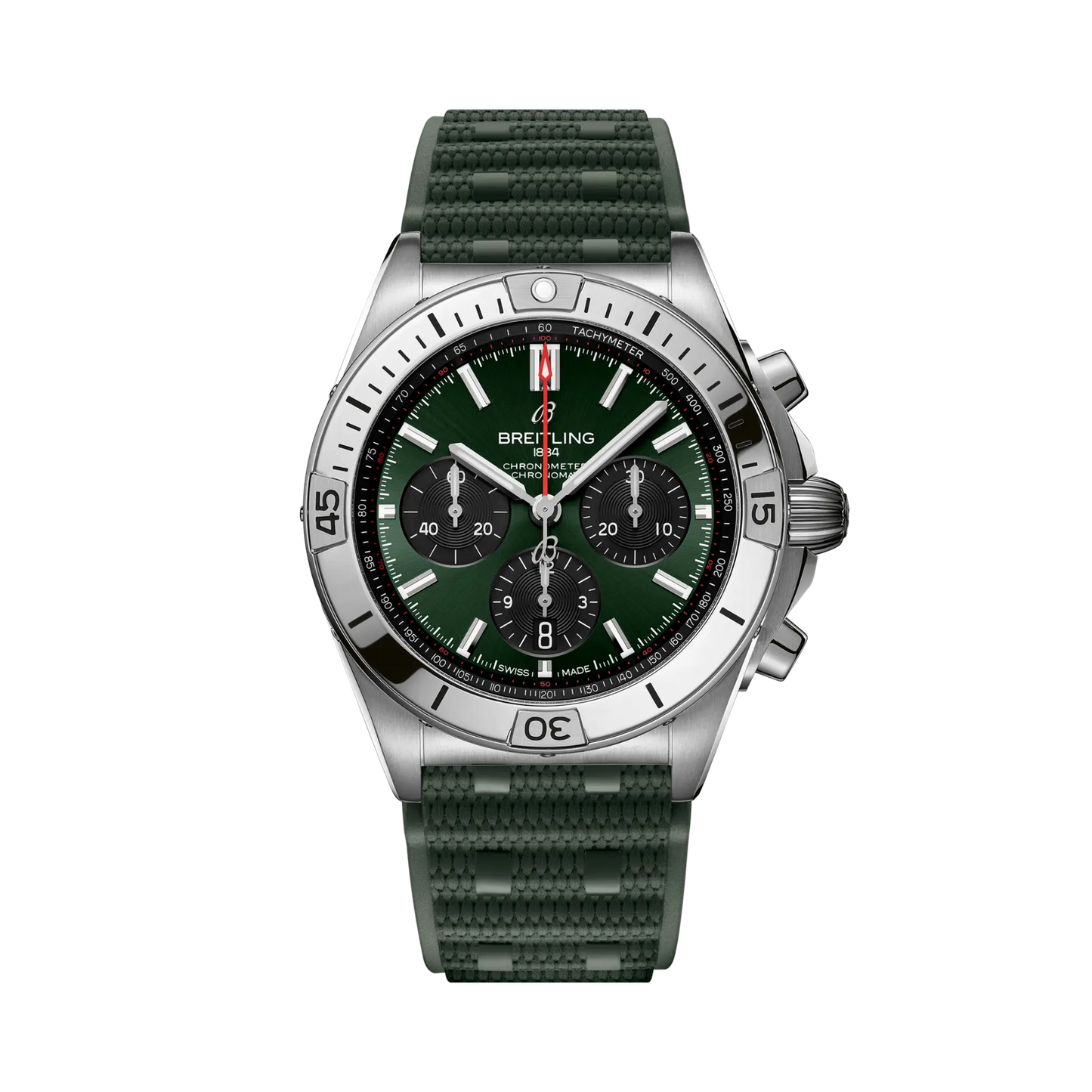 BREITLING Chronomat B01 42mm Stainless Steel case, Green dial, Rubber strap