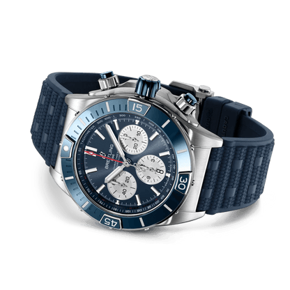 BREITLING Super Chronomat B01 44mm, Stainless Steel case, Blue dial, Rubber strap - Classic Kaf