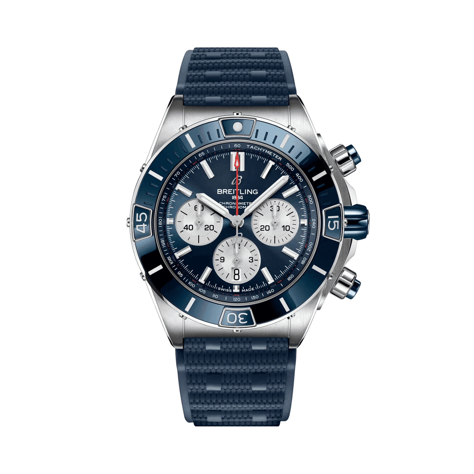 BREITLING Super Chronomat B01 44mm, Stainless Steel case, Blue dial, Rubber strap - Classic Kaf