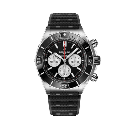 BREITLING Super Chronomat B01 44mm, Stainless Steel case, Black dial, Rubber strap - Classic Kaf