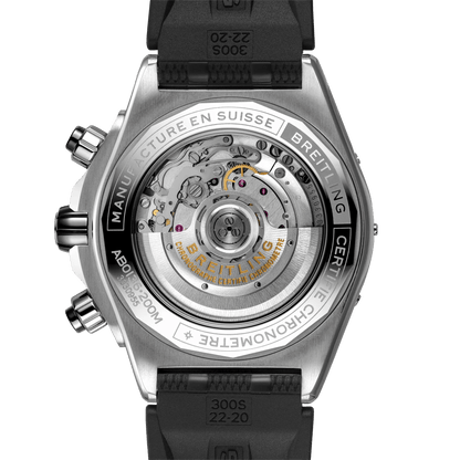 BREITLING Super Chronomat B01 44mm, Stainless Steel case, Black dial, Rubber strap - Classic Kaf