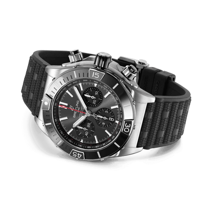BREITLING Super Chronomat B01 44mm, Stainless Steel case, Black dial, Rubber strap - Classic Kaf