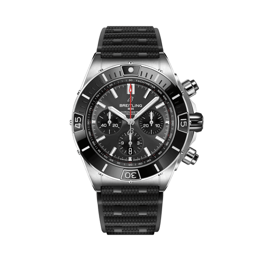 BREITLING Super Chronomat B01 44mm, Stainless Steel case, Black dial, Rubber strap - Classic Kaf