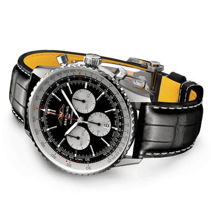 BREITLING Navitimer B01 Chronograph 46mm Stainless Steel case, Leather strap, Black dial - Classic Kaf