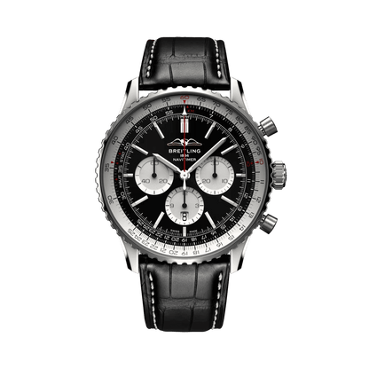 BREITLING Navitimer B01 Chronograph 46mm Stainless Steel case, Leather strap, Black dial - Classic Kaf