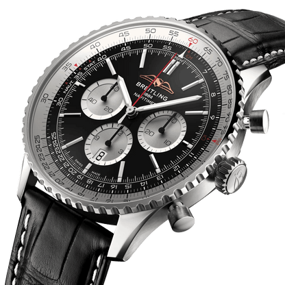 BREITLING Navitimer B01 Chronograph 46mm Stainless Steel case, Leather strap, Black dial - Classic Kaf