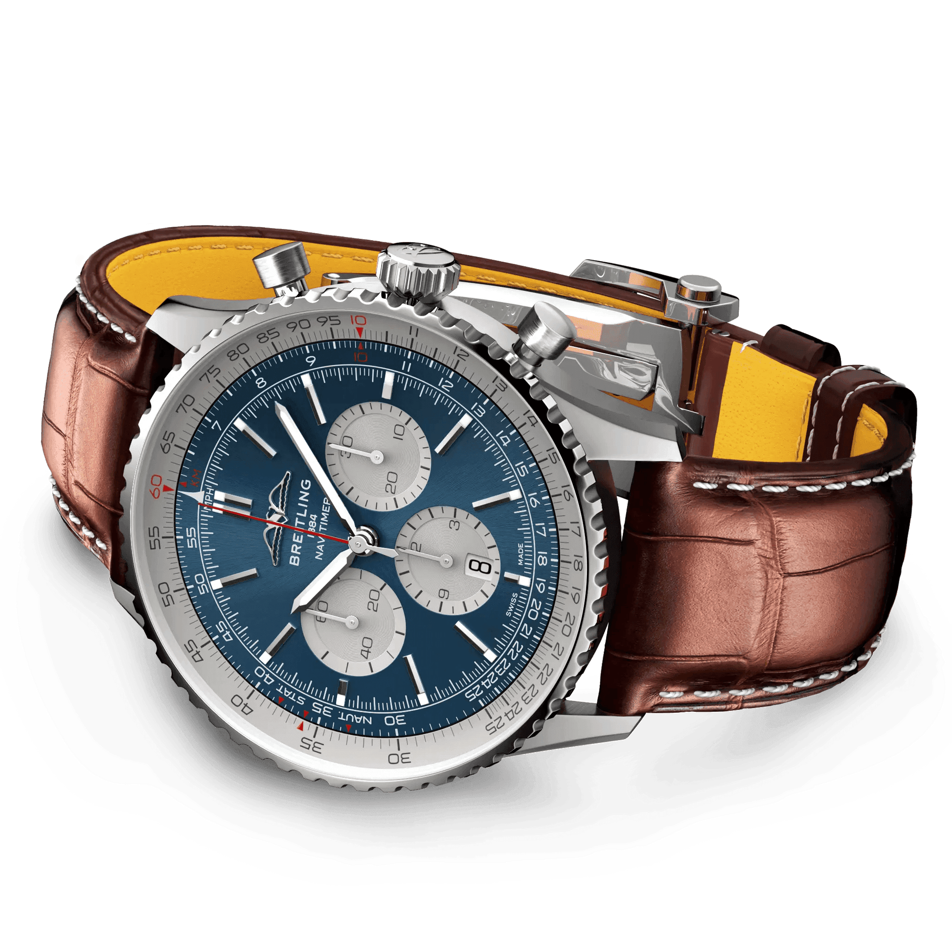 BREITLING Navitimer B01 Chronograph 46mm Stainless Steel case, Leather strap, Blue dial - Classic Kaf
