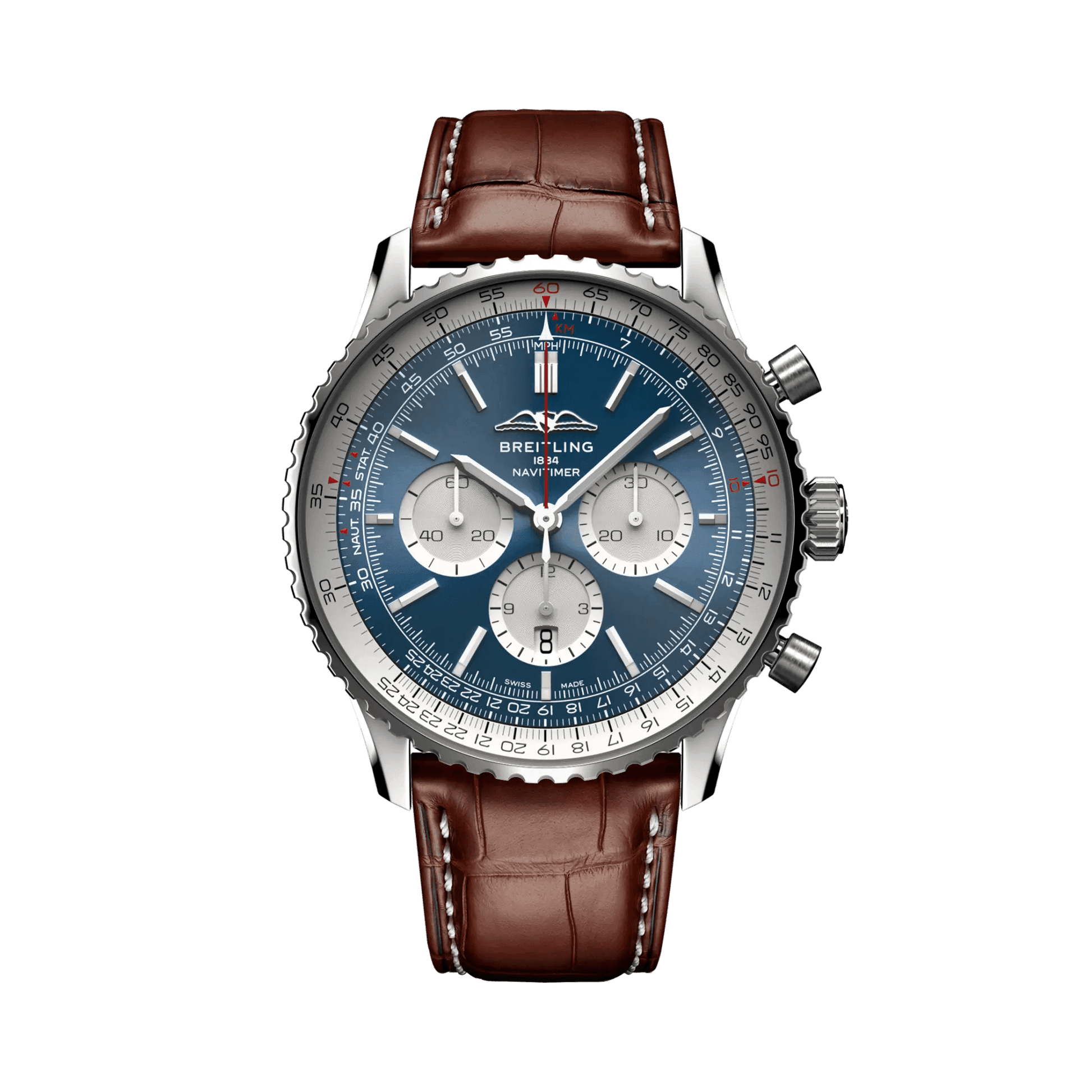 BREITLING Navitimer B01 Chronograph 46mm Stainless Steel case, Leather strap, Blue dial - Classic Kaf