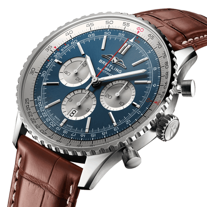 BREITLING Navitimer B01 Chronograph 46mm Stainless Steel case, Leather strap, Blue dial - Classic Kaf