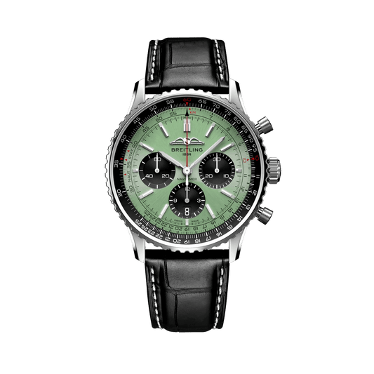 BREITLING Navitimer B01 Chronograph 43mm Stainless Steel case, Leather strap, Green dial - Classic Kaf