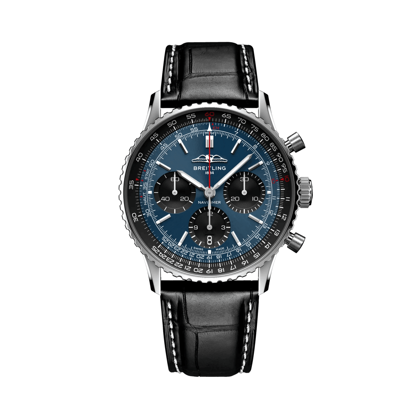 BREITLING Navitimer B01 Chronograph 41mm, Stainless Steel case, Leather strap, Blue dial - Classic Kaf