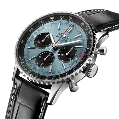 BREITLING Navitimer B01 Chronograph 41mm, Stainless Steel case, Leather strap, Blue dial - Classic Kaf