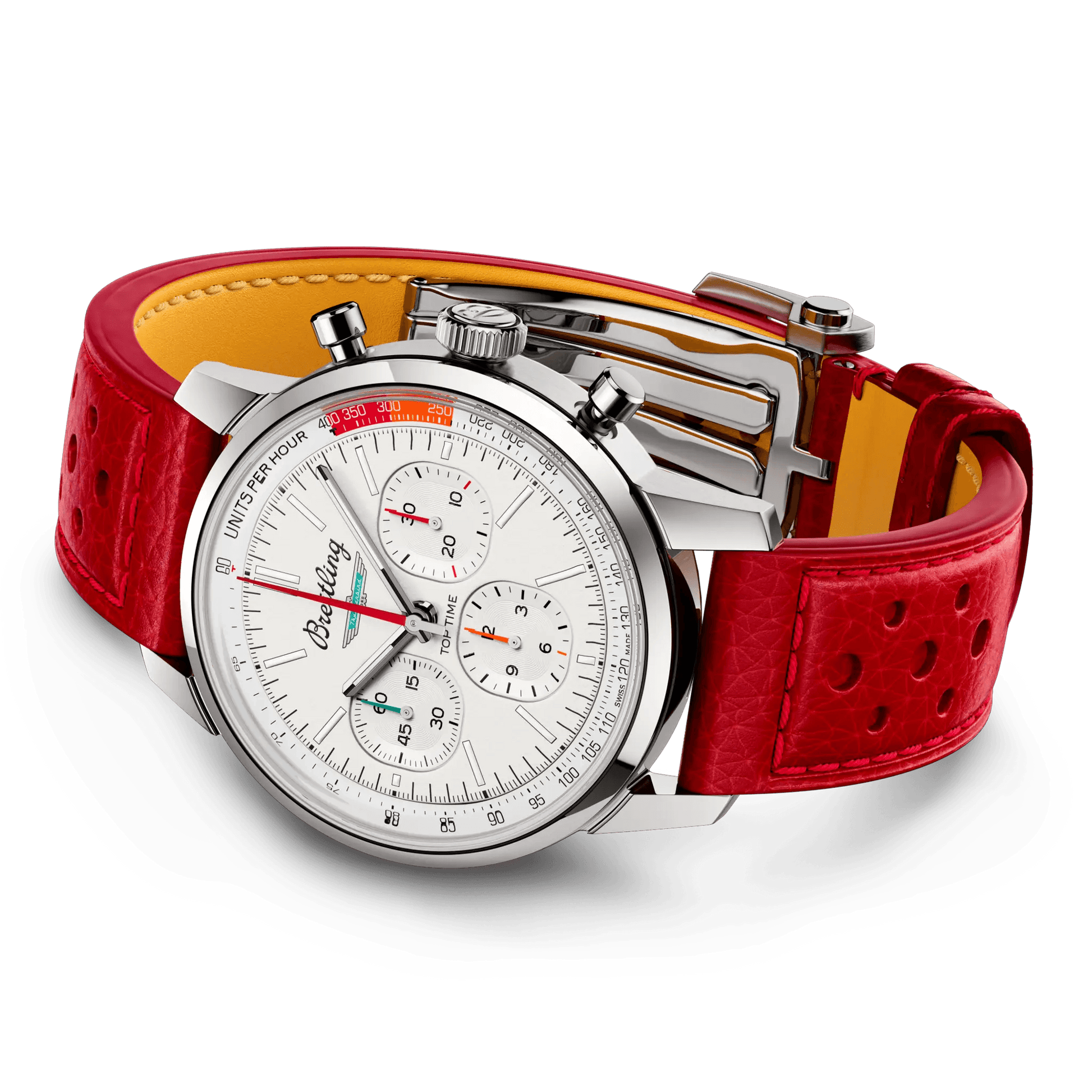 BREITLING Top Time B01 Ford Thunderbird, Stainless Steel case, White dial, Leather strap - Classic Kaf