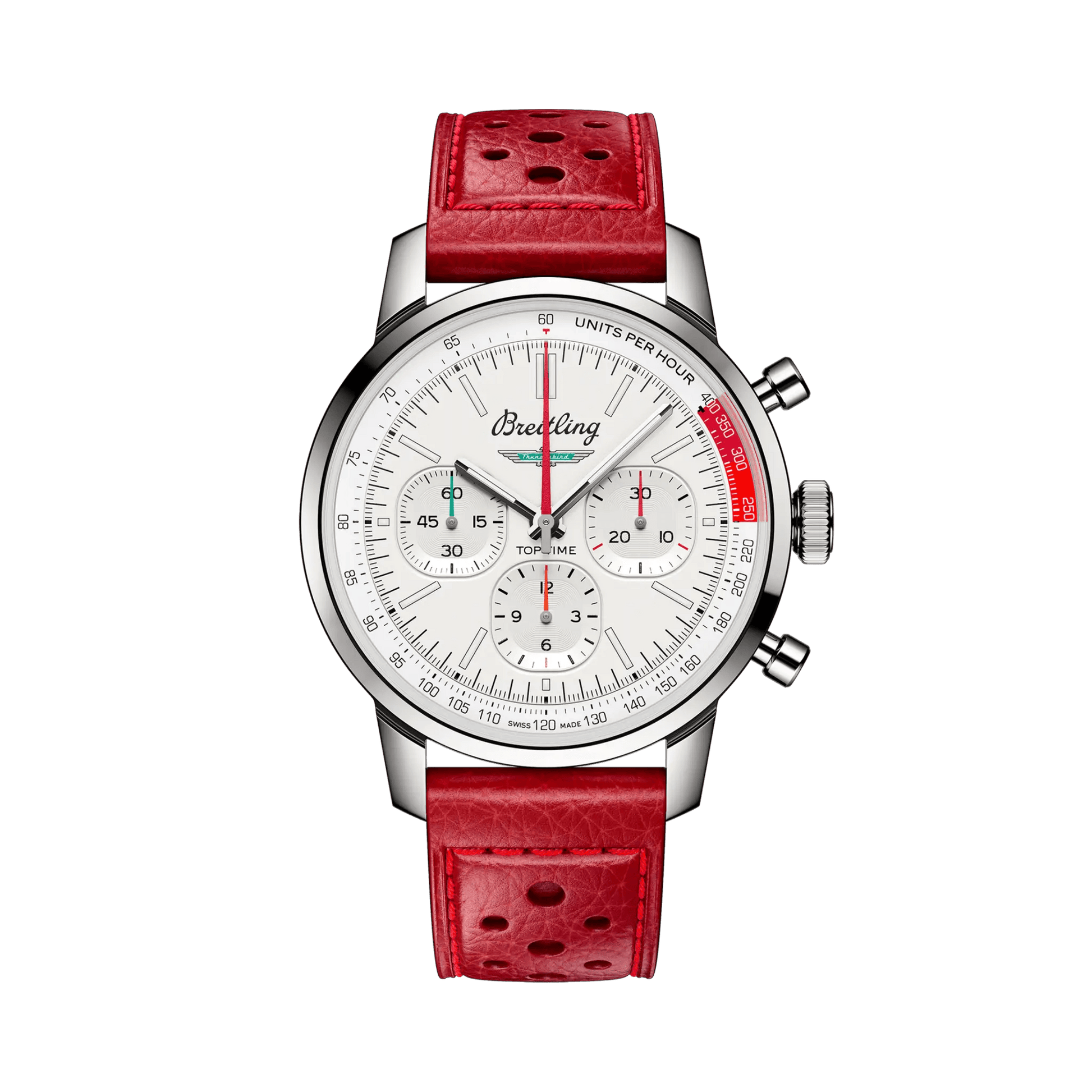 BREITLING Top Time B01 Ford Thunderbird, Stainless Steel case, White dial, Leather strap - Classic Kaf