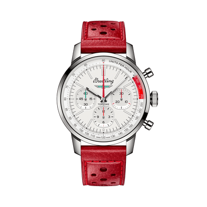 BREITLING Top Time B01 Ford Thunderbird, Stainless Steel case, White dial, Leather strap - Classic Kaf