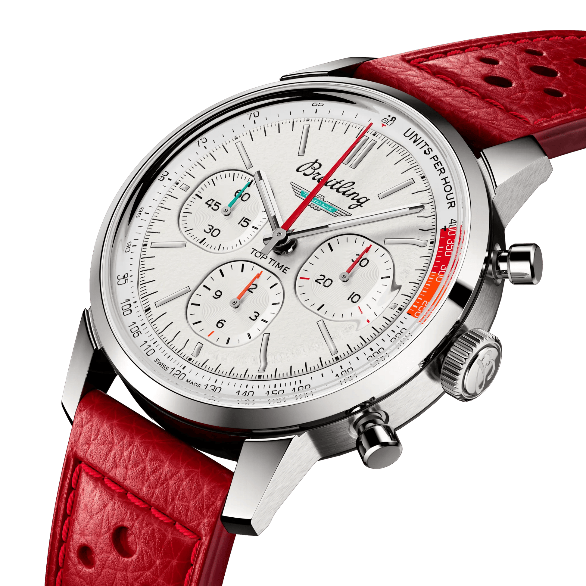 BREITLING Top Time B01 Ford Thunderbird, Stainless Steel case, White dial, Leather strap - Classic Kaf