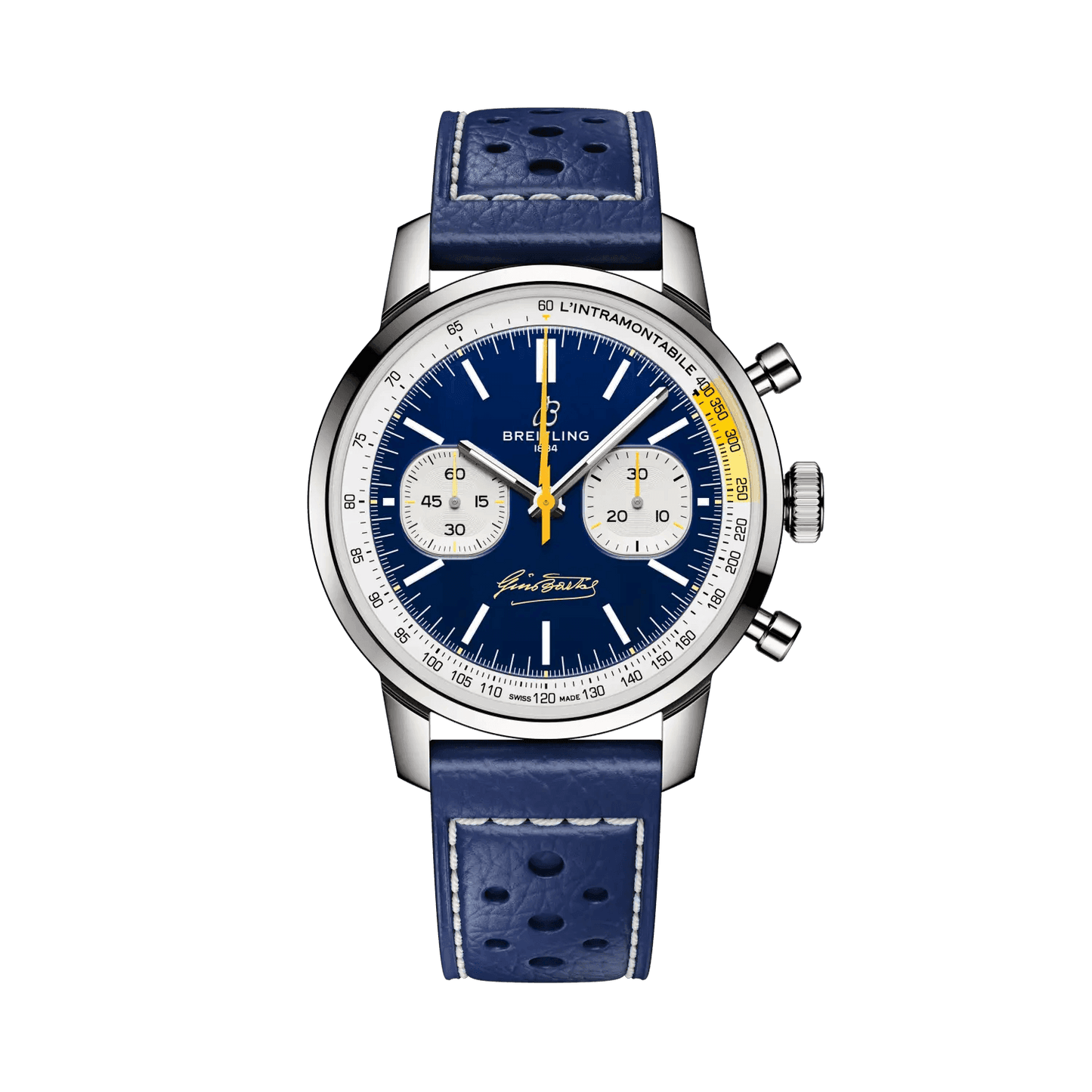 BREITLING Top Time B01 Gino Bartali, 41mm Stainless Steel case, Blue dial, Leather strap - Classic Kaf