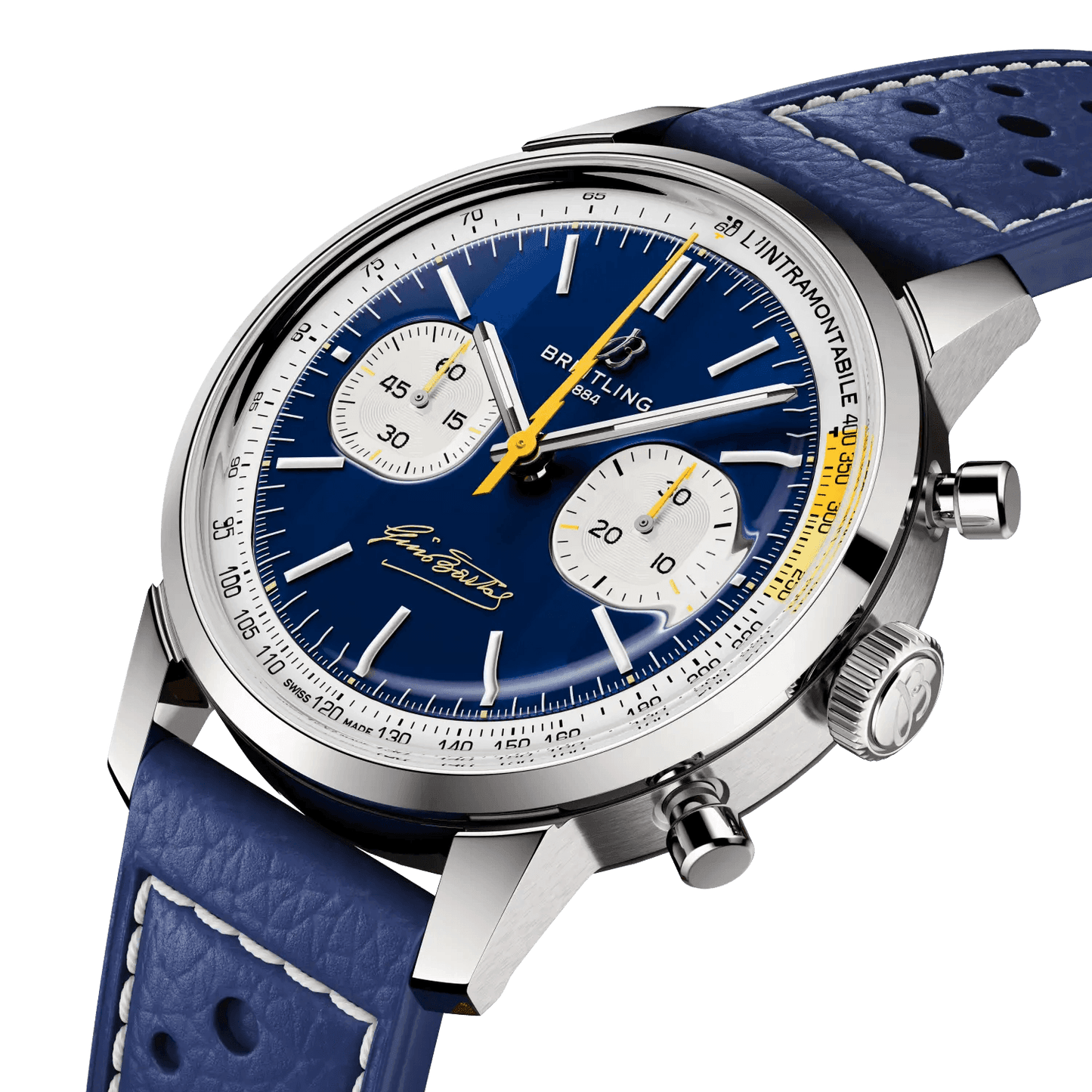 BREITLING Top Time B01 Gino Bartali, 41mm Stainless Steel case, Blue dial, Leather strap - Classic Kaf